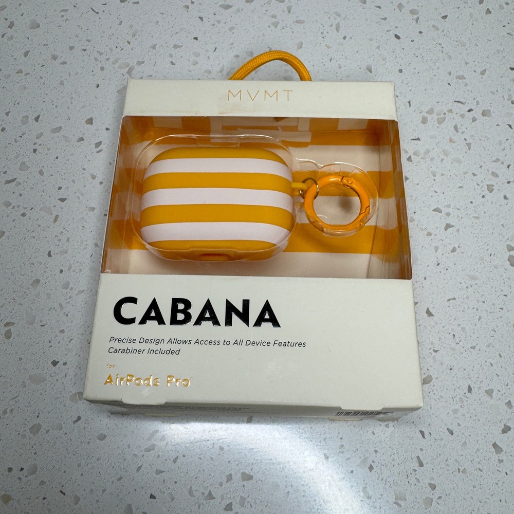 NIB‎ MVMT Cabana for AirPods Pro Case Yellow White Striped with Carabiner